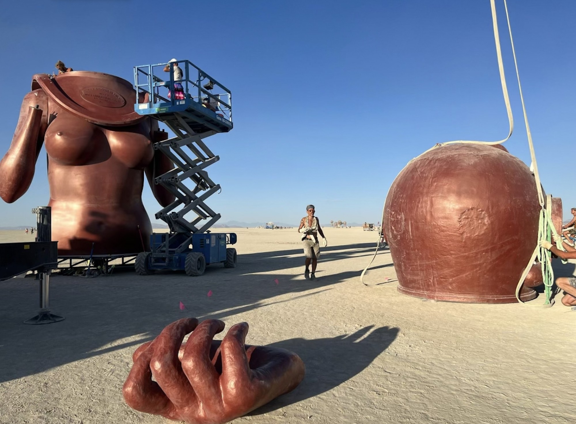 Taken during build of “Diver UP” in the open desert. title=